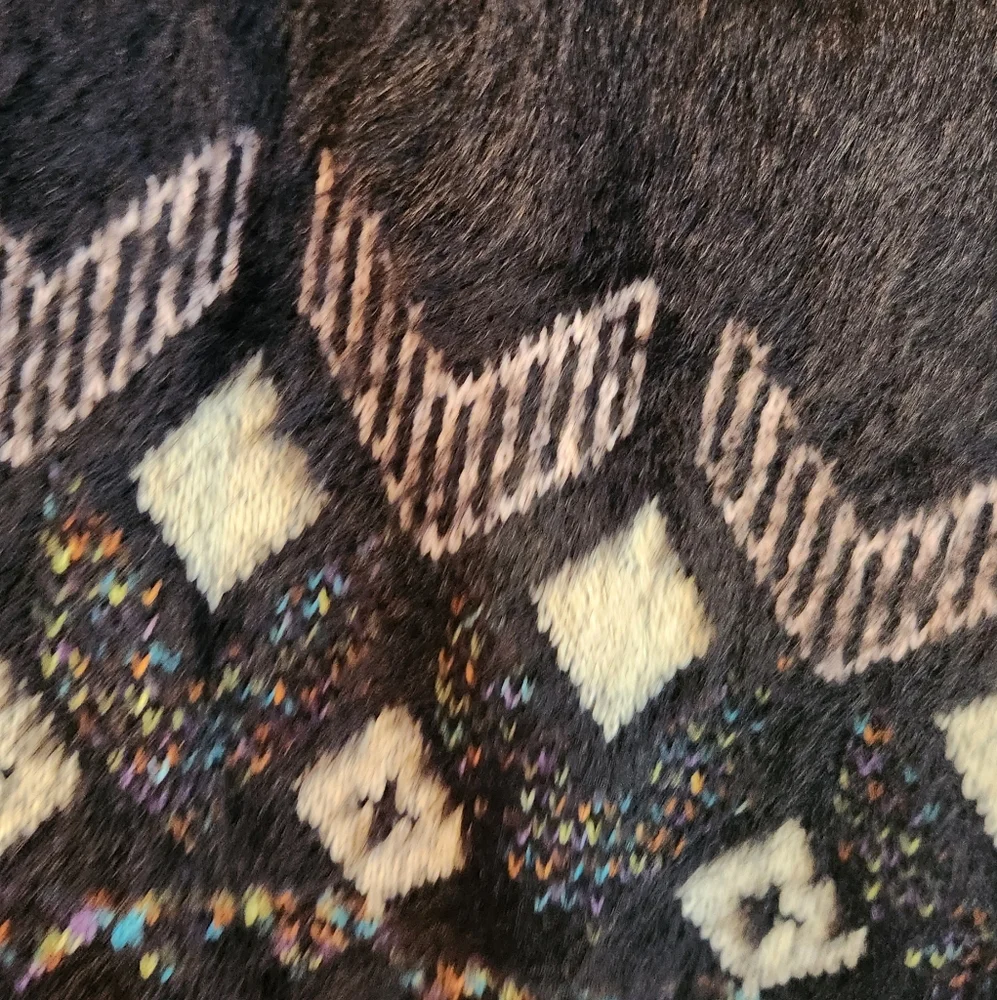 Desheng Black‎ Patterned Multicolored Poncho/Wrap Cardigan, Size M to L